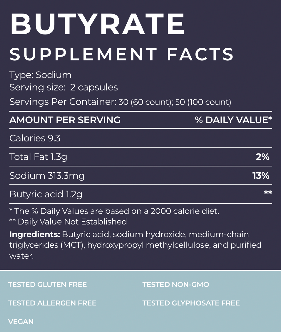 BodyBio Sodium Butyrate 60 Caps
