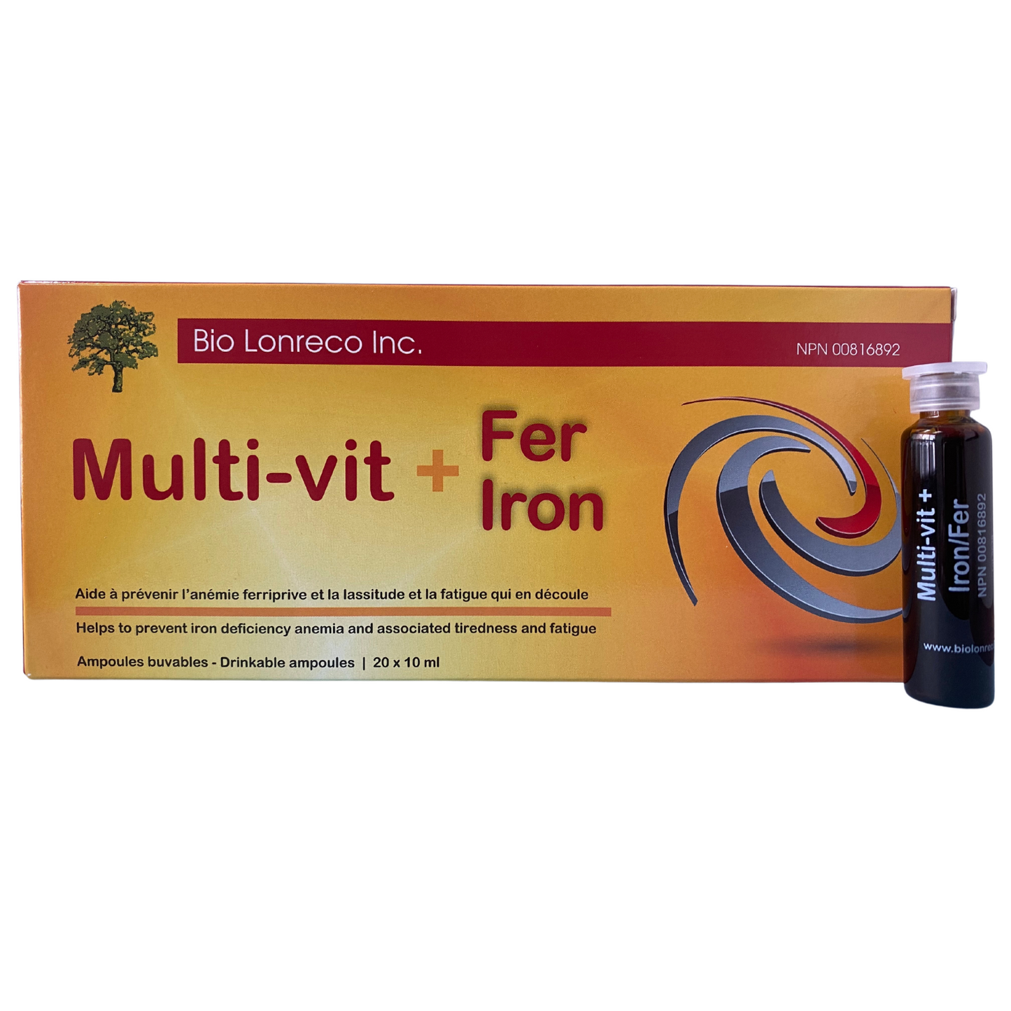 Multi vit + Fer Bio Lorenco 20 ampoules de 10 ml