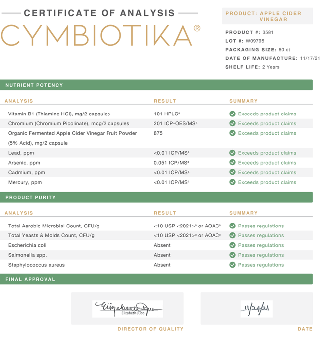 Vinaigre de cidre de pomme - CYMBIOTIKA
